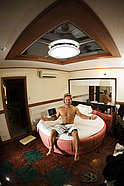 Robby Swift chills in his Korean Hotel room