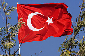 The Turkish flag flies proud
