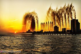 Fountains at sunset