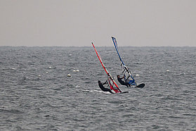 Jaggi overtakes Arrighetti on the final reach