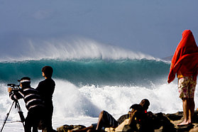 The swell hits Ponta Preta