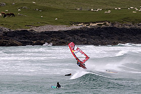 Levi Siver dodges the surfers