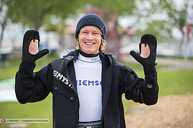 Max Rowe keeping warm