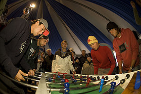 Table football in the sailors lounge
