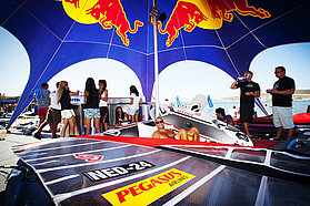 Volwater makes his home in the Red Bull tent