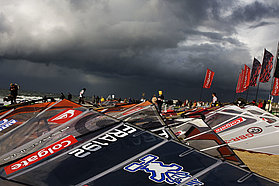 Dark skies over the rigging area