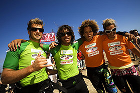 The winners celebrate