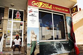 Boujmma at the Godzilla surf shop