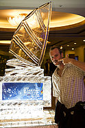 Kevin Pritchard keeps his cool next to Ice sculpture