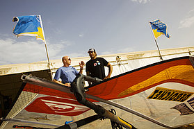 Antoine Albeau and event organizer Rene Egli