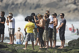 The crew check judging surf competition