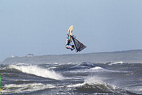 Koster flying through a double loop