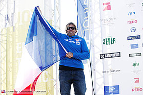 Antoine Albeau flying the French Flag
