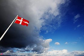 The Danish flag flys proud