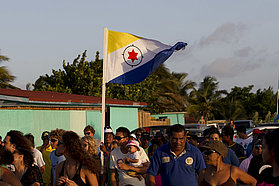 The Bonaire flag stands proud