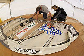 Race crew measure up sails