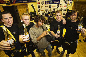 Boujamaa plays the bagpipes