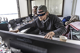 Adam Sims working on the live stream