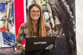 Maria on laptop duty