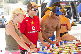 Albeau and Bordes play Foozball