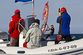 Dunky crosses the line